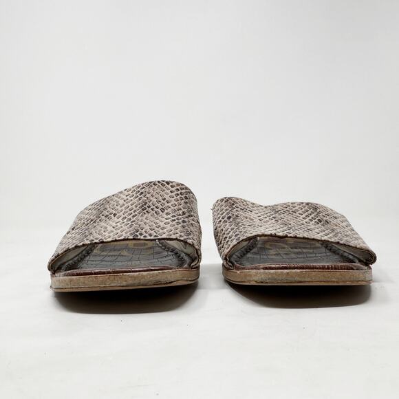 [Sam Edelman] Valery Snake Print Embossed Leather Mini Wedge Slide Sandals Sz 8 - Picture 5 of 12